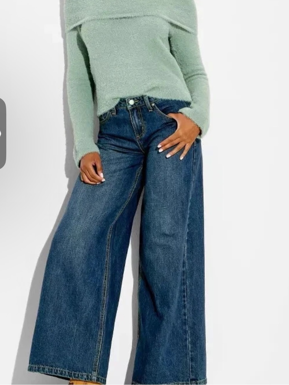 Wild Fable NWT 2 ultra wide leg baggy distressed rigid medium wash denim jeans